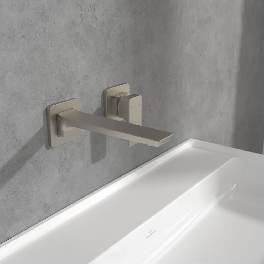 Lifestyle image of Villeroy & Boch Subway 3.0 Matt Brushed Nickel Wall-Mounted Basin Mixer